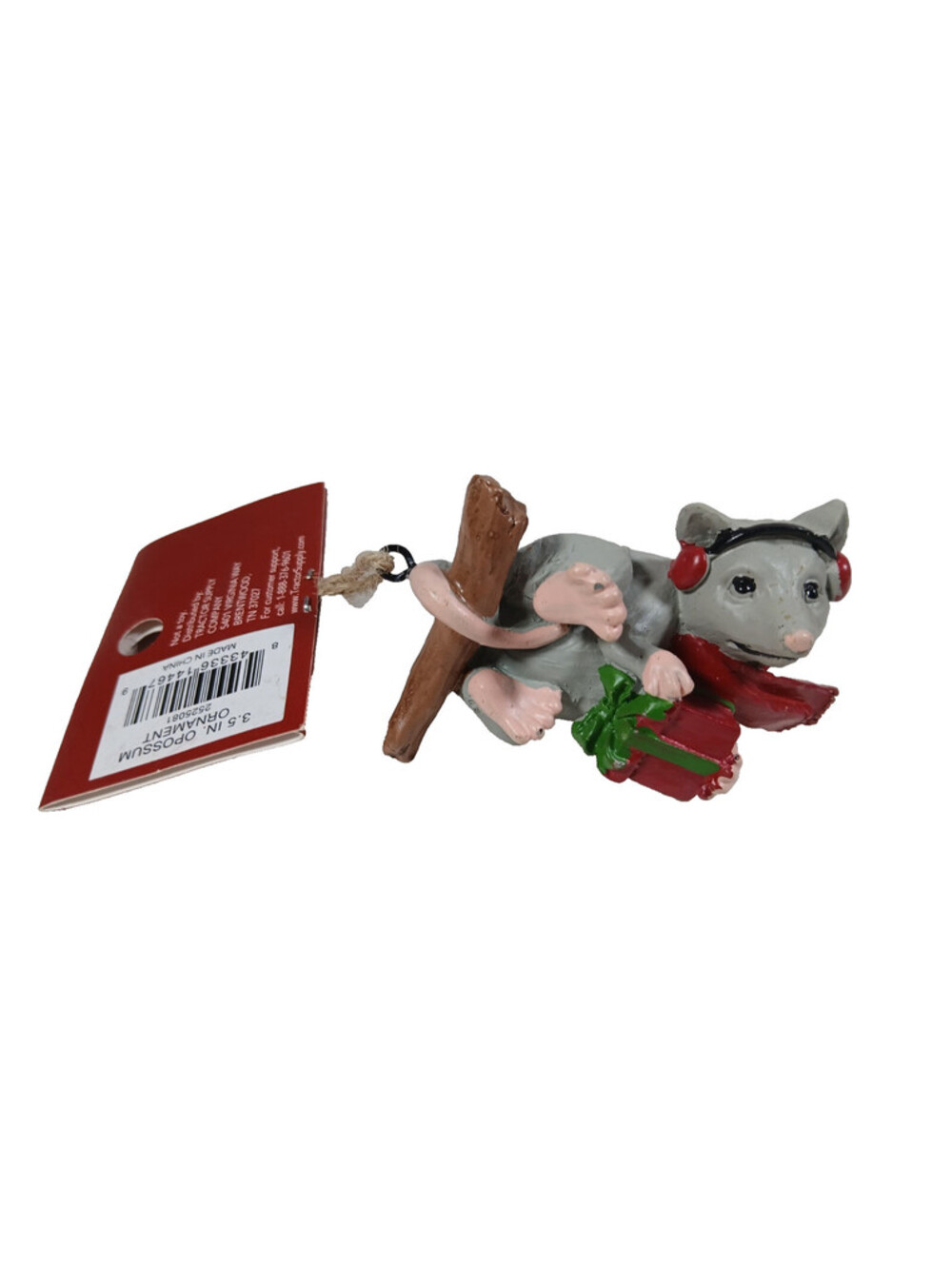 OPossum Possum Country Christmas tree Ornament Present Earmuffs Scarf 3.5" NWT